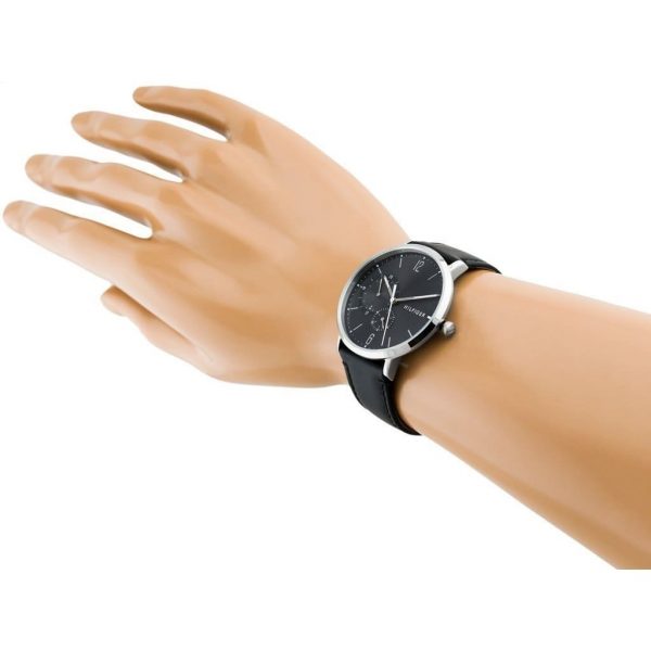  Shop Authentic Tommy Hilfiger Brooklyn Black Dial Black Leather Strap Watch for Men - 1791509 - Luxxuri