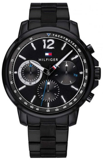  Shop Authentic Tommy Hilfiger London Chronograph Black Dial Black Steel Strap Watch for Men - 1791529 - Luxxuri
