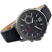  Shop Authentic Tommy Hilfiger London Chronograph Grey Dial Black Leather Strap Watch for Men - 1791533 - Luxxuri