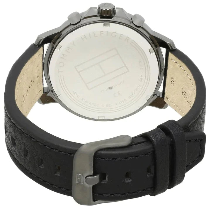  Shop Authentic Tommy Hilfiger London Chronograph Grey Dial Black Leather Strap Watch for Men - 1791533 - Luxxuri