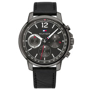  Shop Authentic Tommy Hilfiger London Chronograph Grey Dial Black Leather Strap Watch for Men - 1791533 - Luxxuri