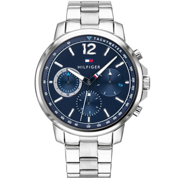  Shop Authentic Tommy Hilfiger London Chronograph Quartz Blue Dial Silver Steel Strap Watch for Men - 1791534 - Luxxuri
