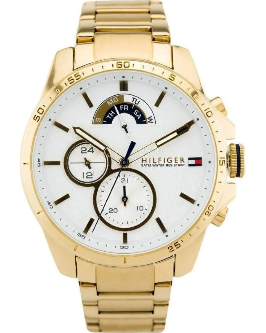  Shop Authentic Tommy Hilfiger Iconic Quartz White Dial Gold Steel Strap Watch for Men - 1791538 - Luxxuri