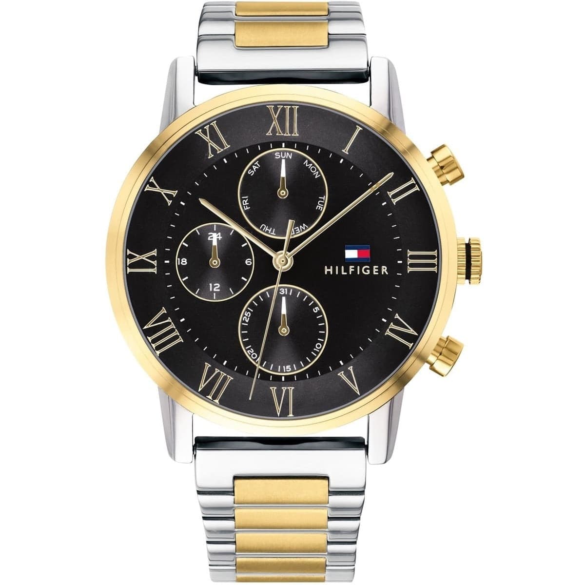  Shop Authentic Tommy Hilfiger Analog Black Dial Two Tone Steel Strap Watch for Men - 1791539 - Luxxuri