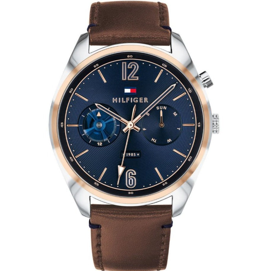  Shop Authentic Tommy Hilfiger Deacan Blue Dial Brown Leather Strap Watch for Men - 1791549 - Luxxuri