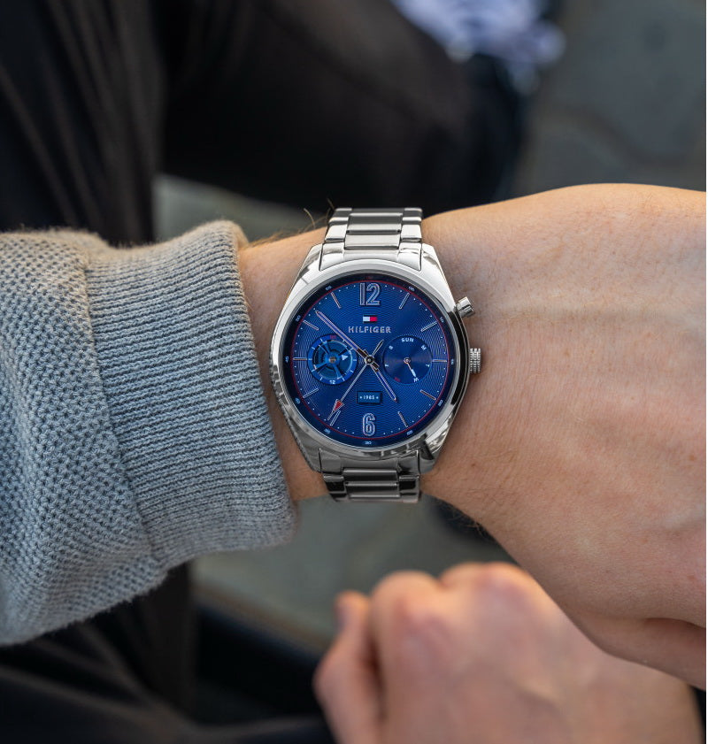  Shop Authentic Tommy Hilfiger Deacan Blue Dial Silver Steel Strap Watch for Men - 1791551 - Luxxuri