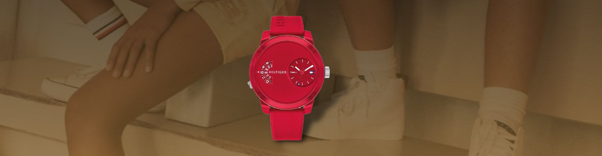  Shop Authentic Tommy Hilfiger Denim Red Dial Red Rubber Strap Watch for Men - 1791557 - Luxxuri