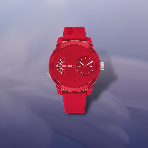  Shop Authentic Tommy Hilfiger Denim Red Dial Red Rubber Strap Watch for Men - 1791557 - Luxxuri