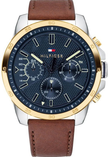  Shop Authentic Tommy Hilfiger Decker Blue Dial Brown Leather Strap Watch for Men - 1791561 - Luxxuri