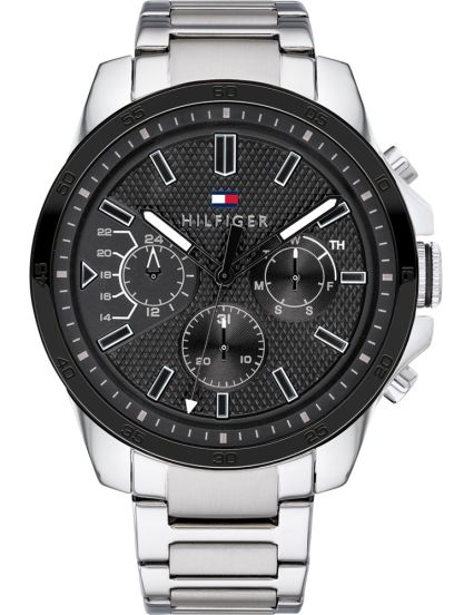  Shop Authentic Tommy Hilfiger Iconic Quartz Black Dial Silver Steel Strap Watch for Men - 1791564 - Luxxuri