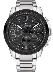  Shop Authentic Tommy Hilfiger Iconic Quartz Black Dial Silver Steel Strap Watch for Men - 1791564 - Luxxuri
