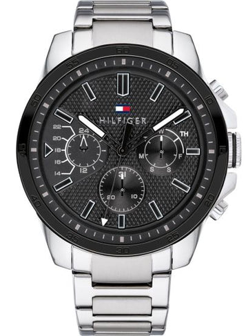  Shop Authentic Tommy Hilfiger Iconic Quartz Black Dial Silver Steel Strap Watch for Men - 1791564 - Luxxuri