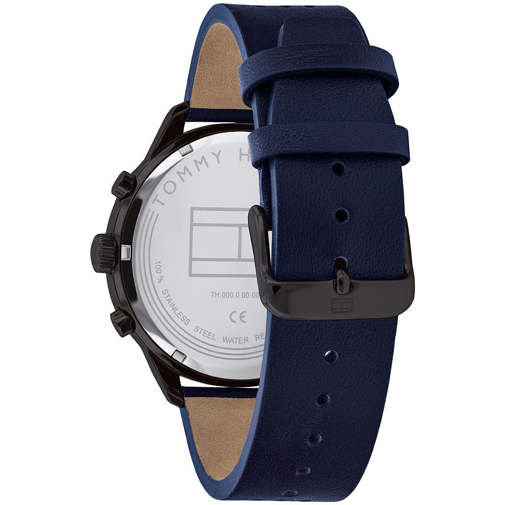  Shop Authentic Tommy Hilfiger Chase Grey Dial Blue Leather Strap Watch for Men - 1791578 - Luxxuri