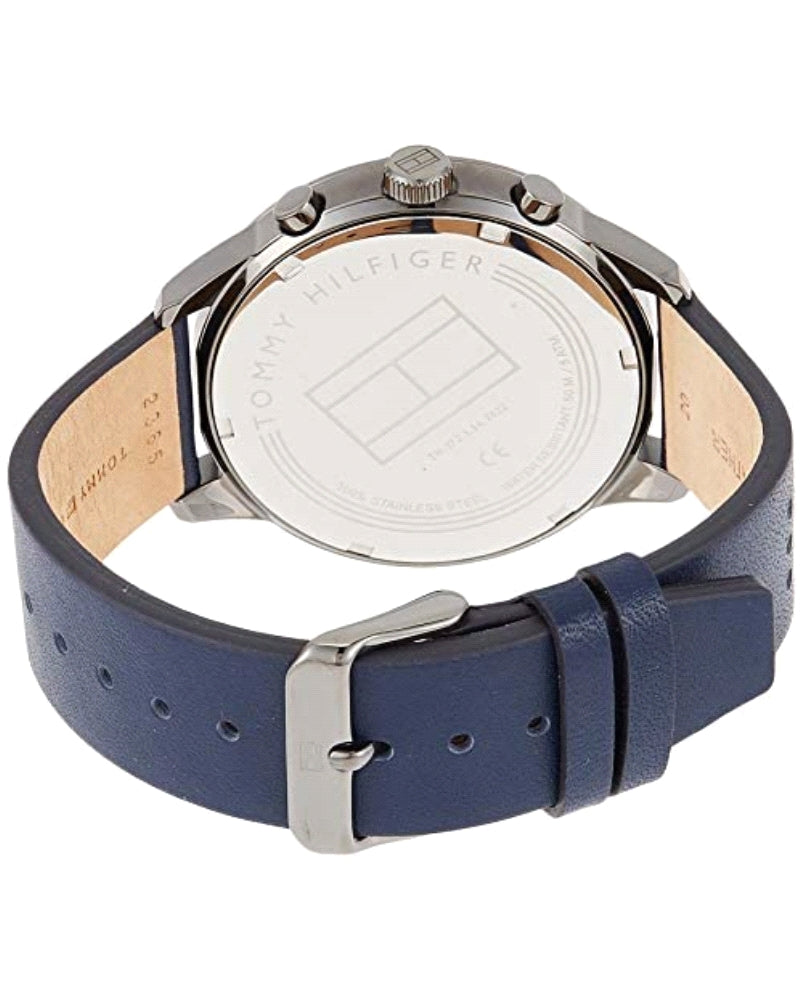  Shop Authentic Tommy Hilfiger Chase Grey Dial Blue Leather Strap Watch for Men - 1791578 - Luxxuri