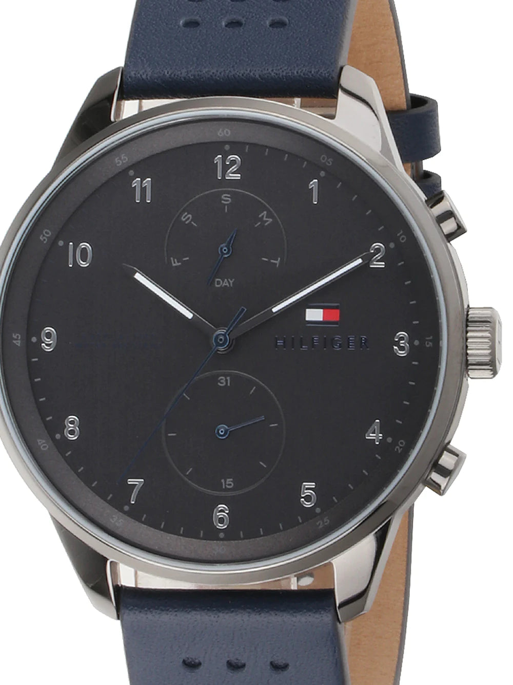  Shop Authentic Tommy Hilfiger Chase Grey Dial Blue Leather Strap Watch for Men - 1791578 - Luxxuri