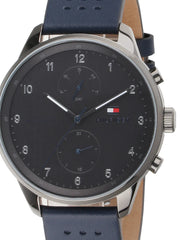  Shop Authentic Tommy Hilfiger Chase Grey Dial Blue Leather Strap Watch for Men - 1791578 - Luxxuri