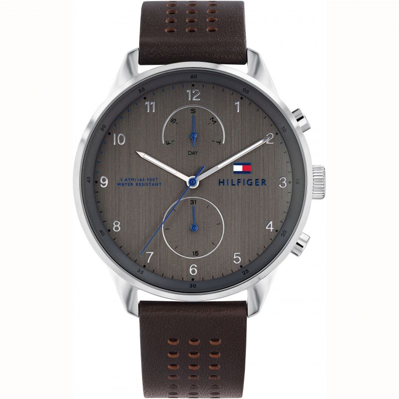  Shop Authentic Tommy Hilfiger Chase Quartz Brown Dial Brown Leather Strap Watch for Men - 1791579 - Luxxuri