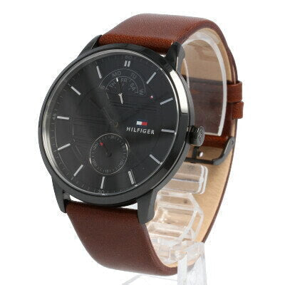  Shop Authentic Tommy Hilfiger Hunter Black Dial Brown Leather Strap Watch for Men - 1791604 - Luxxuri