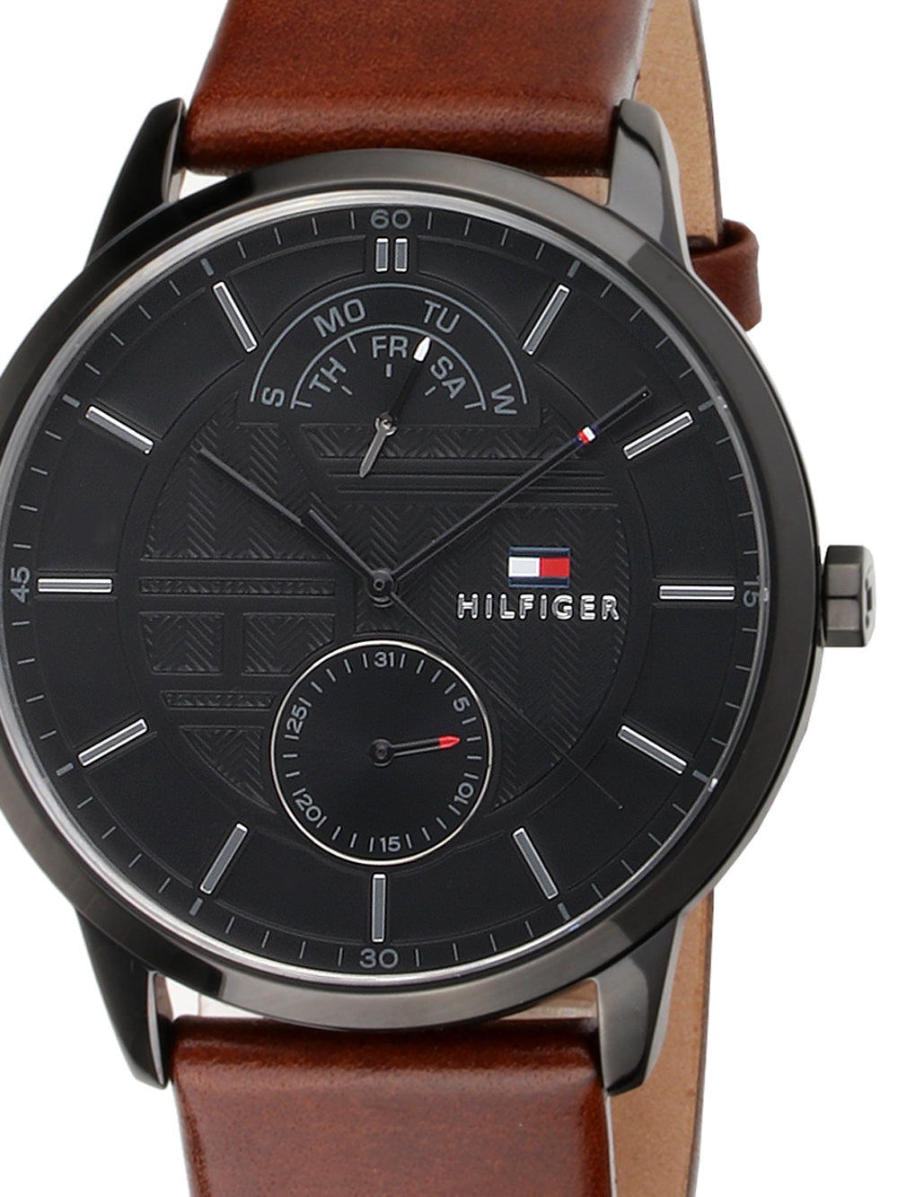  Shop Authentic Tommy Hilfiger Hunter Black Dial Brown Leather Strap Watch for Men - 1791604 - Luxxuri