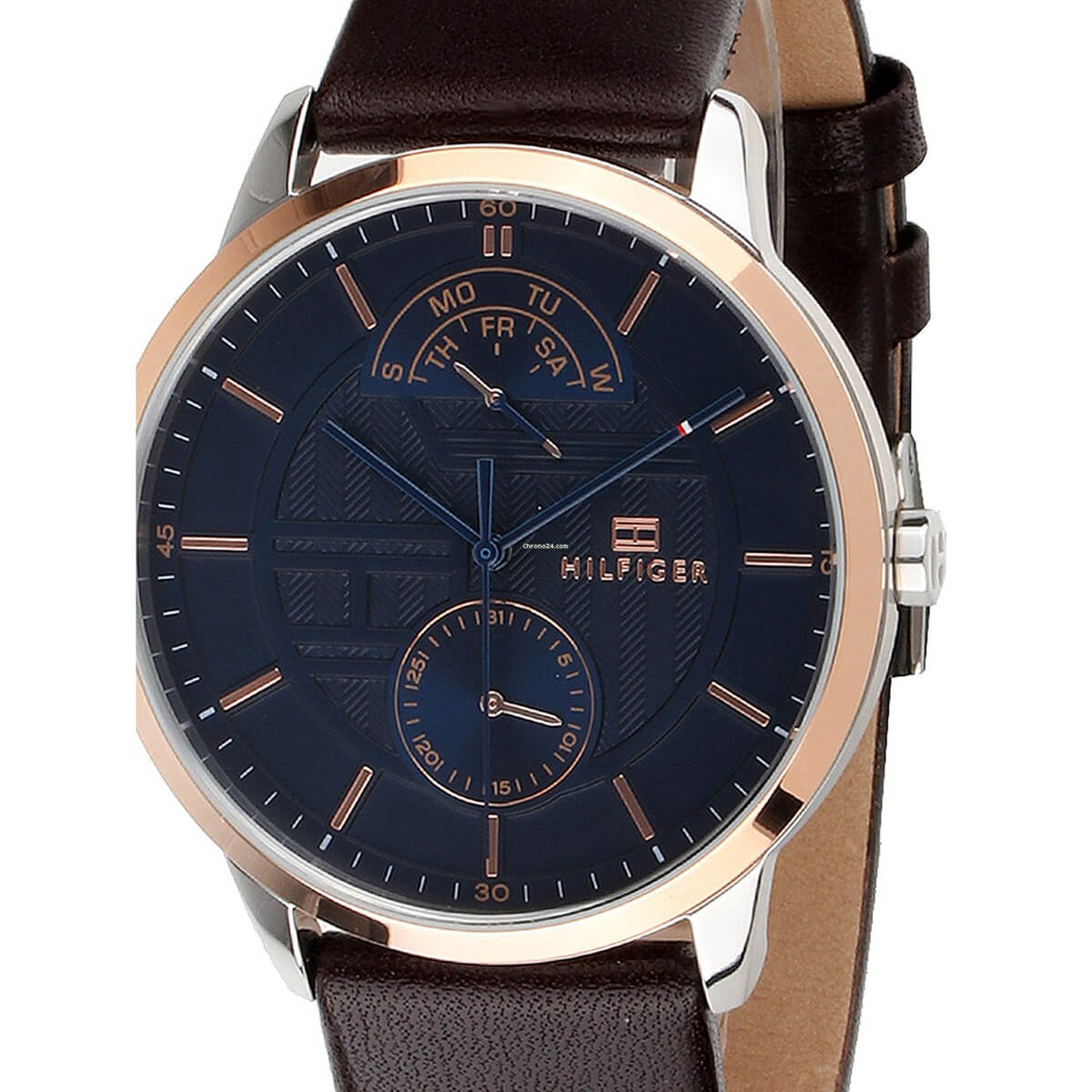  Shop Authentic Tommy Hilfiger Hunter Blue Dial Brown Leather Strap Watch for Men - 1791605 - Luxxuri