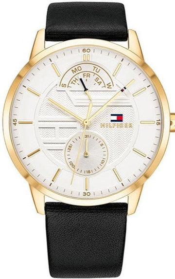 Shop Authentic Tommy Hilfiger Hunter White Dial Black Leather Strap Watch for Men - 1791606 - Luxxuri