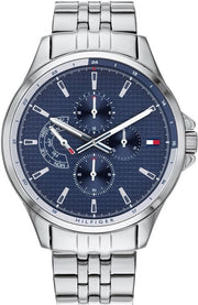  Shop Authentic Tommy Hilfiger Shawn Multifunction Quartz Blue Dial Silver Steel Strap Watch for Men - 1791612 - Luxxuri