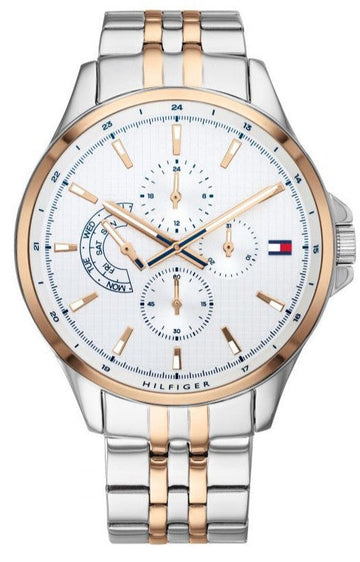  Shop Authentic Tommy Hilfiger Shawn Quartz White Dial Two Tone Steel Strap Watch for Men - 1791617 - Luxxuri