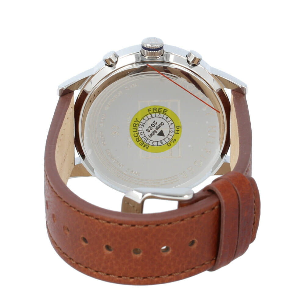  Shop Authentic Tommy Hilfiger Kyle Multifunction Blue Dial Brown Leather Strap Watch for Men - 1791629 - Luxxuri