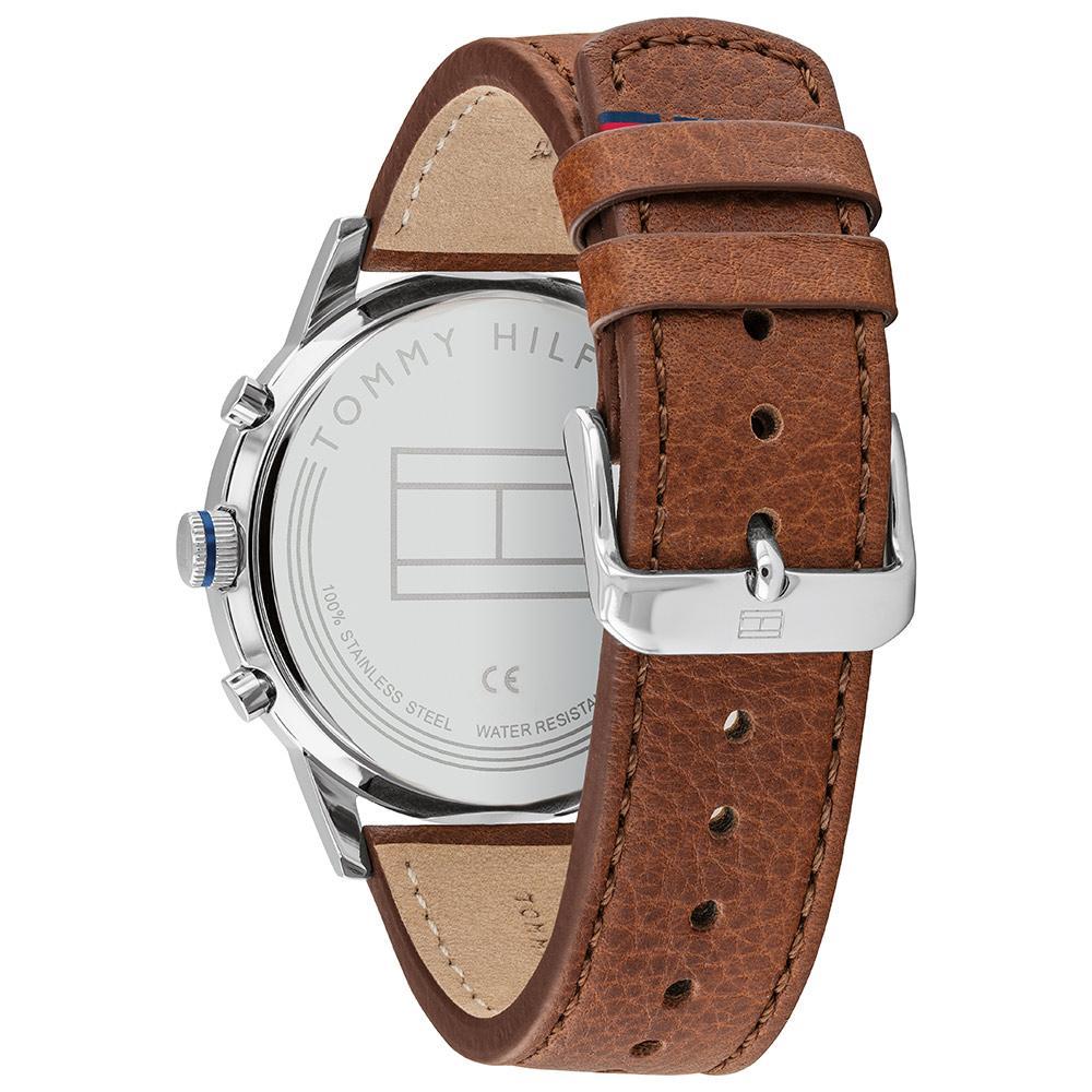  Shop Authentic Tommy Hilfiger Kane Grey Dial Brown Leather Strap Watch for Men - 1710398 - Luxxuri