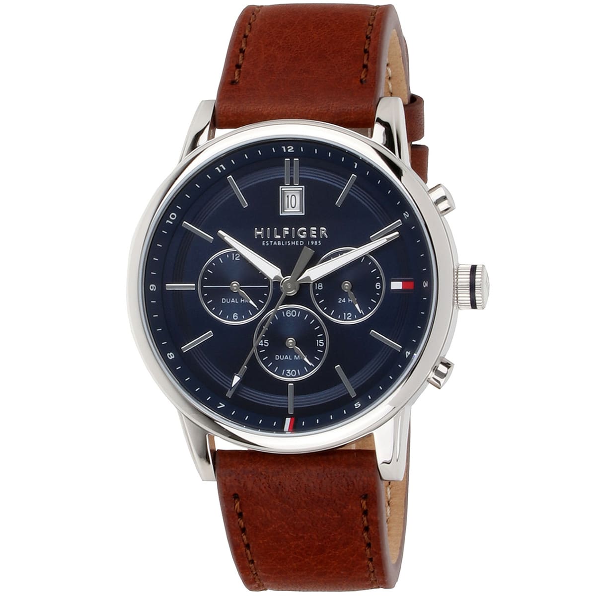  Shop Authentic Tommy Hilfiger Kyle Multifunction Blue Dial Brown Leather Strap Watch for Men - 1791629 - Luxxuri