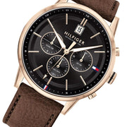  Shop Authentic Tommy Hilfiger Shawn Multifunction Grey Dial Brown Leather Strap Watch for Men - 1791615 - Luxxuri