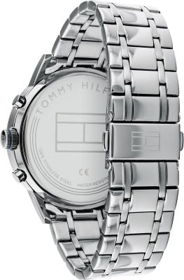  Shop Authentic Tommy Hilfiger Kyle Chronograph Grey Dial Silver Steel Strap Watch for Men - 1791632 - Luxxuri
