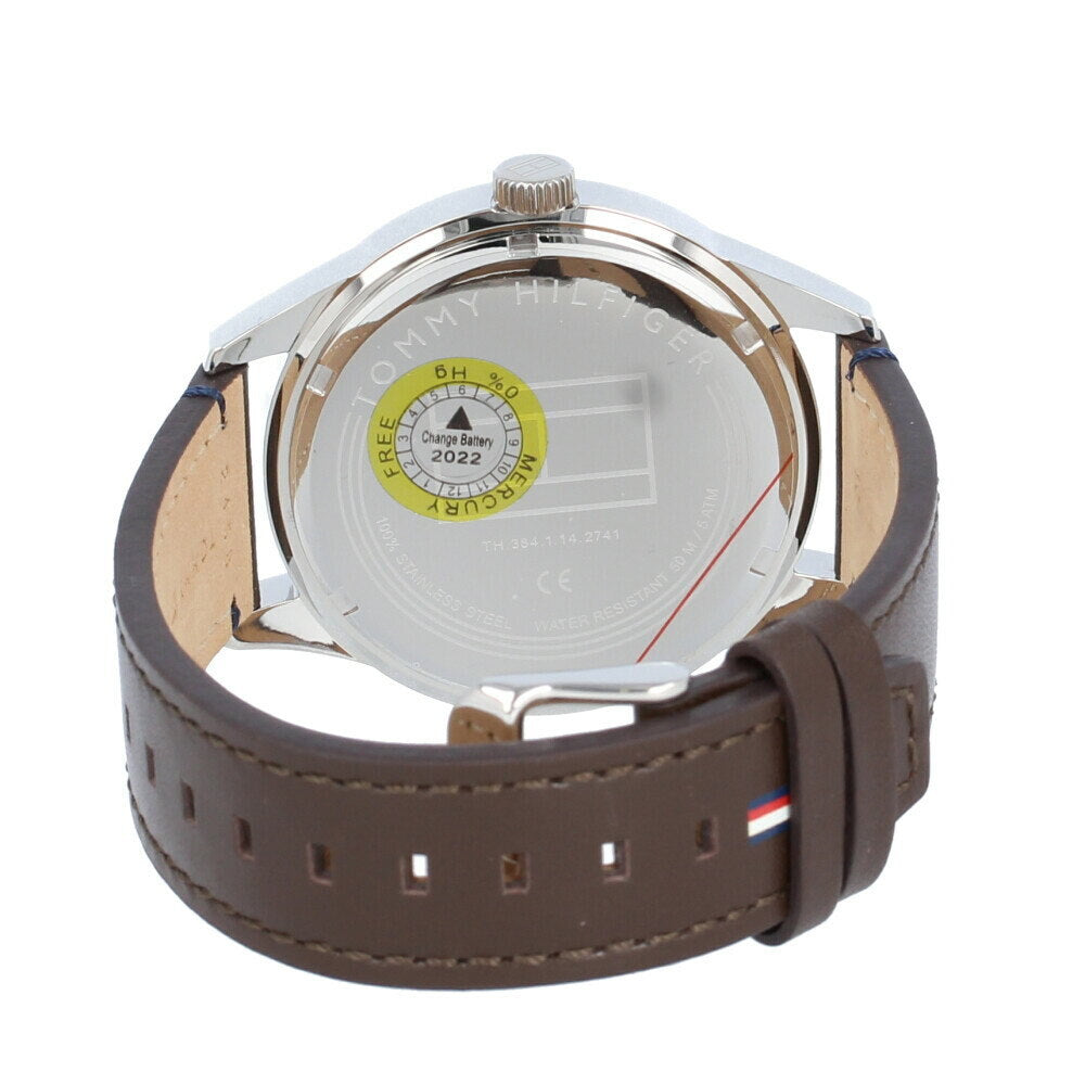  Shop Authentic Tommy Hilfiger Austin Grey Dial Brown Leather Strap Watch for Men - 1791637 - Luxxuri