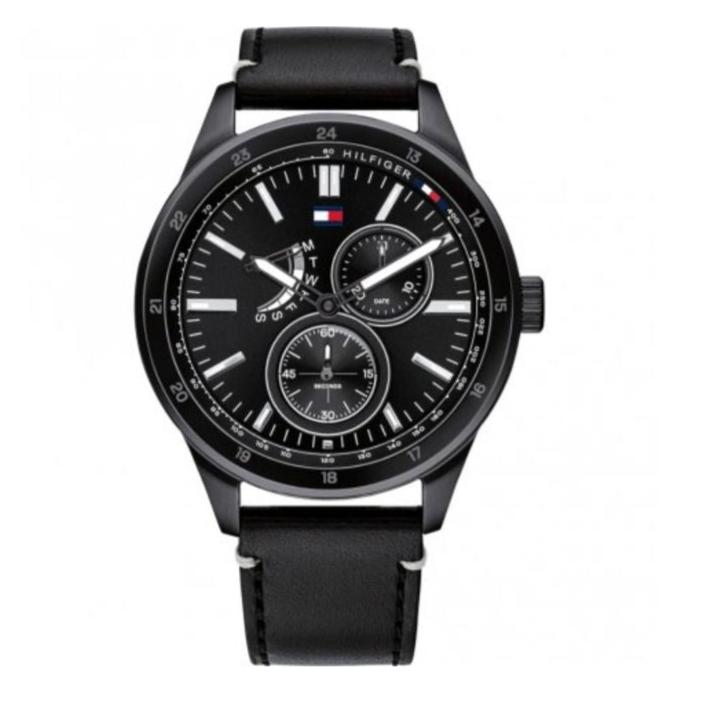  Shop Authentic Tommy Hilfiger Austin Black Dial Black Leather Strap Watch for Men - 1791638 - Luxxuri