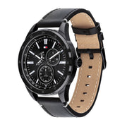  Shop Authentic Tommy Hilfiger Austin Black Dial Black Leather Strap Watch for Men - 1791638 - Luxxuri