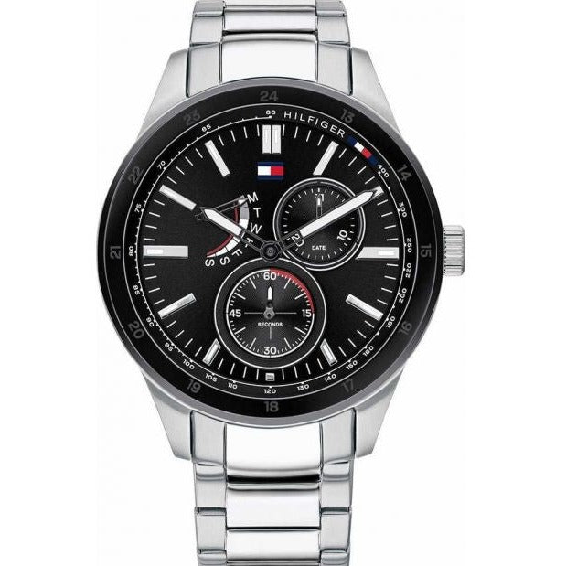  Shop Authentic Tommy Hilfiger Austin Black Dial Silver Steel Strap Watch for Men - 1791639 - Luxxuri