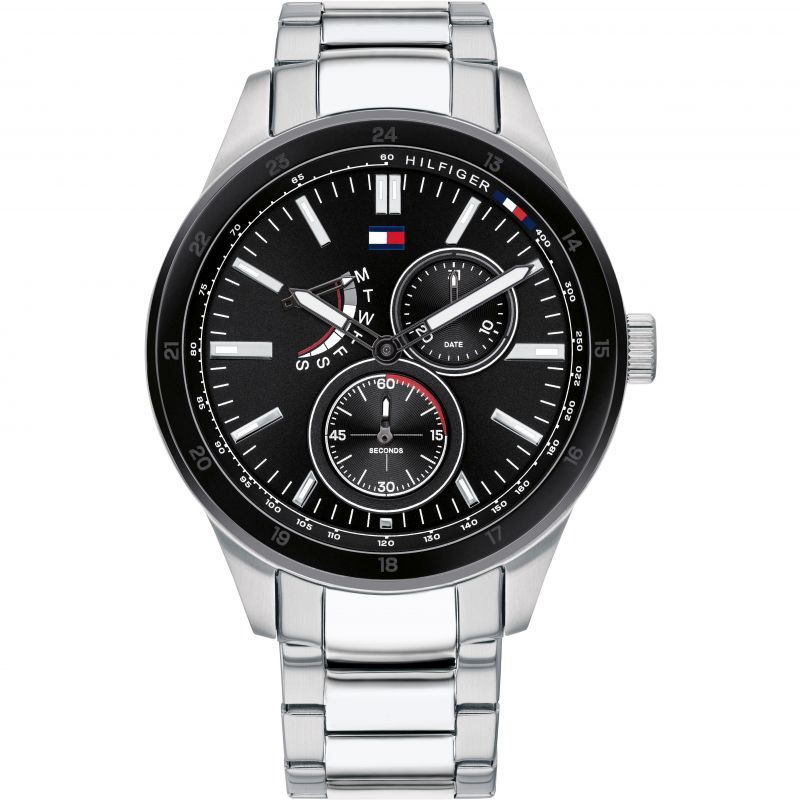  Shop Authentic Tommy Hilfiger Austin Black Dial Silver Steel Strap Watch for Men - 1791639 - Luxxuri