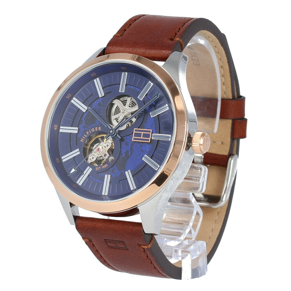  Shop Authentic Tommy Hilfiger Spencer Blue Dial Brown Leather Strap Watch for Men - 1791642 - Luxxuri