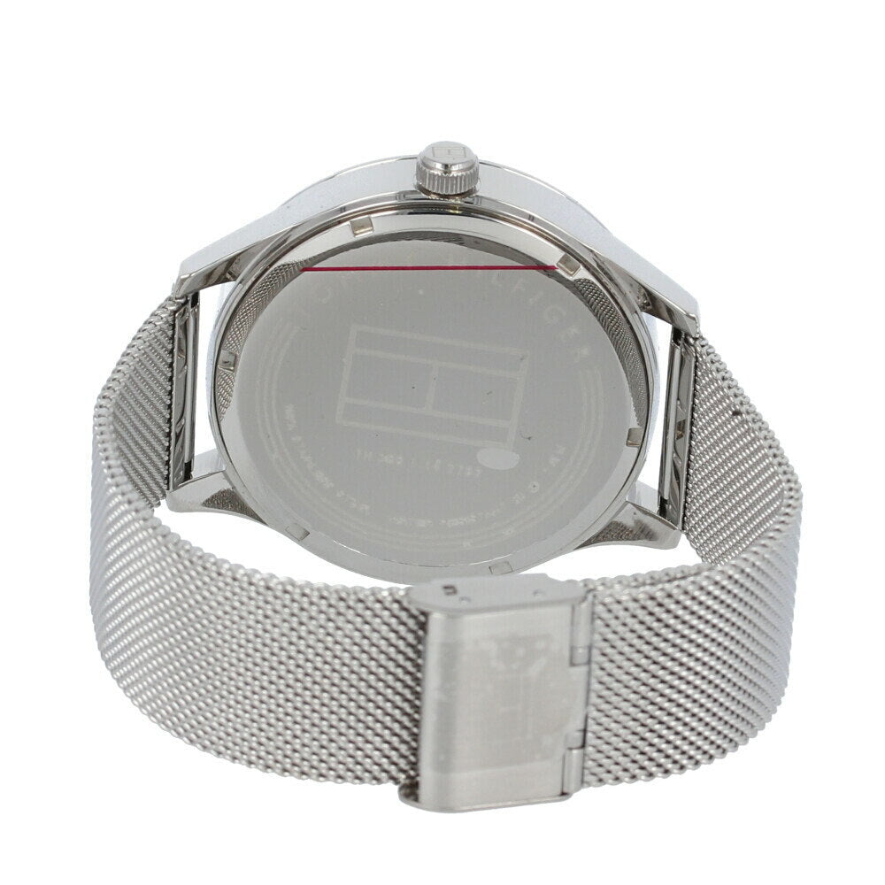  Shop Authentic Tommy Hilfiger Spencer Skeleton Black Dial Silver Mesh Bracelet Watch for Men - 1791643 - Luxxuri