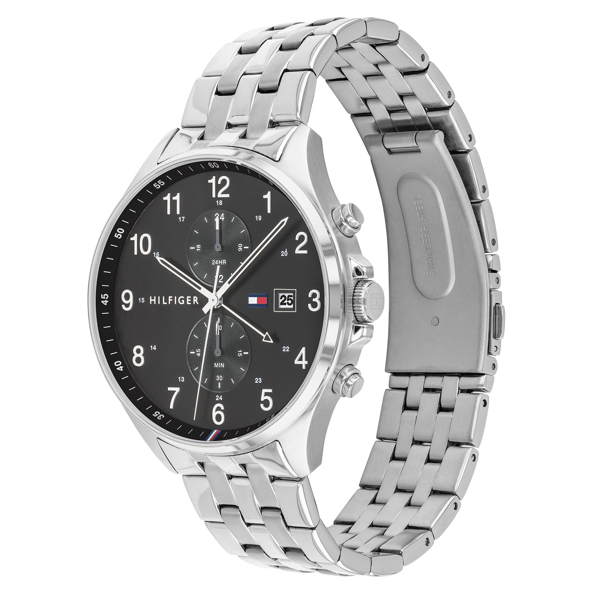  Shop Authentic Tommy Hilfiger West Quartz Black Dial Silver Steel Strap Watch For Men - 1791707 - Luxxuri