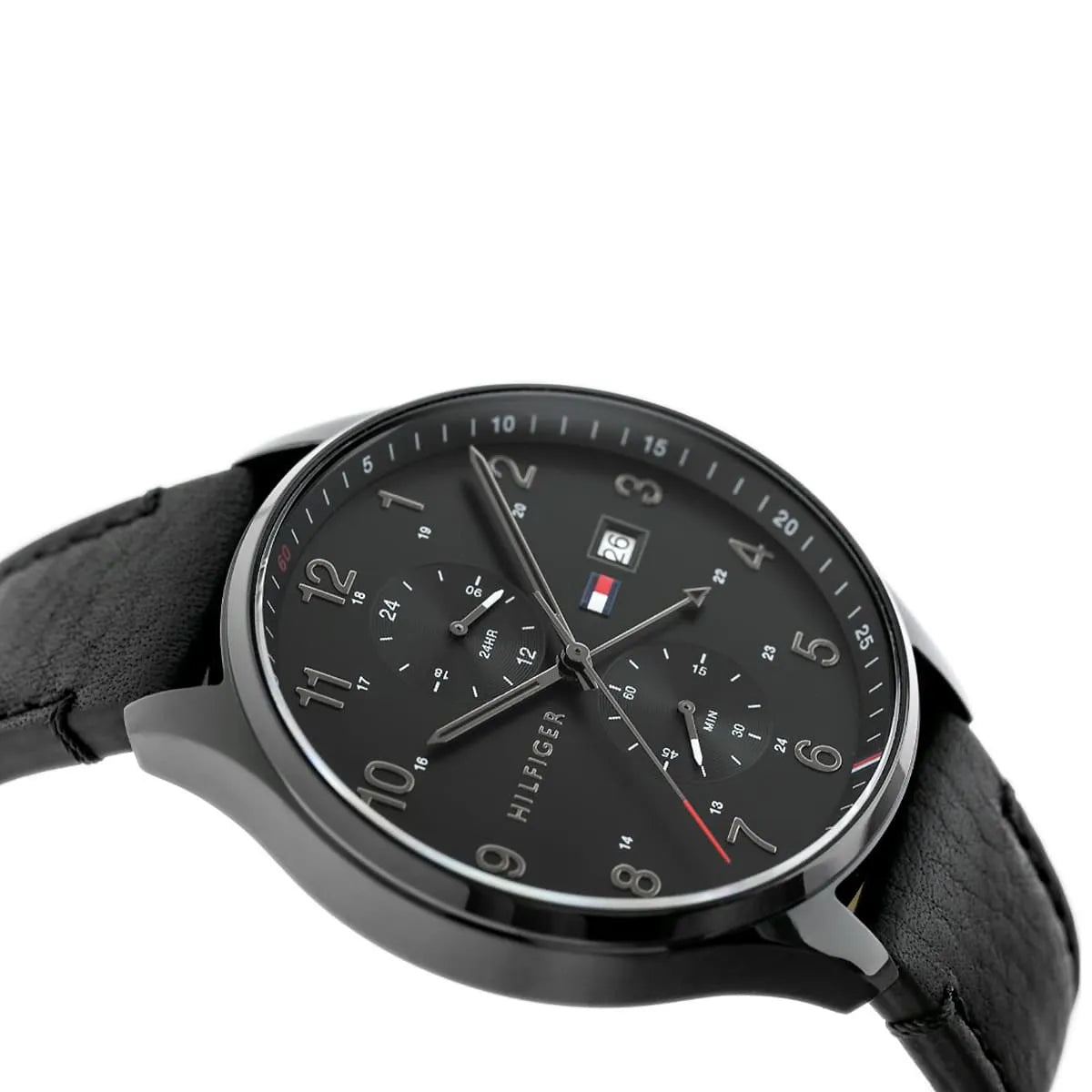  Shop Authentic Tommy Hilfiger West Chronograph Black Dial Black Leather Strap Watch For Men - 1791711 - Luxxuri