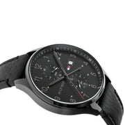  Shop Authentic Tommy Hilfiger West Chronograph Black Dial Black Leather Strap Watch For Men - 1791711 - Luxxuri