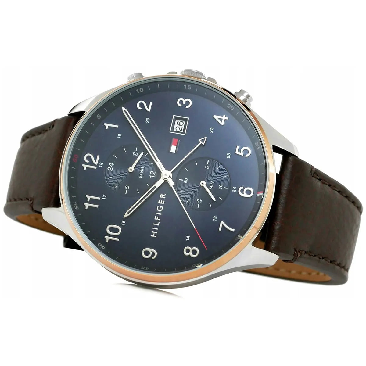  Shop Authentic Tommy Hilfiger West Chronograph Blue Dial Brown Leather Strap Watch For Men - 1791712 - Luxxuri
