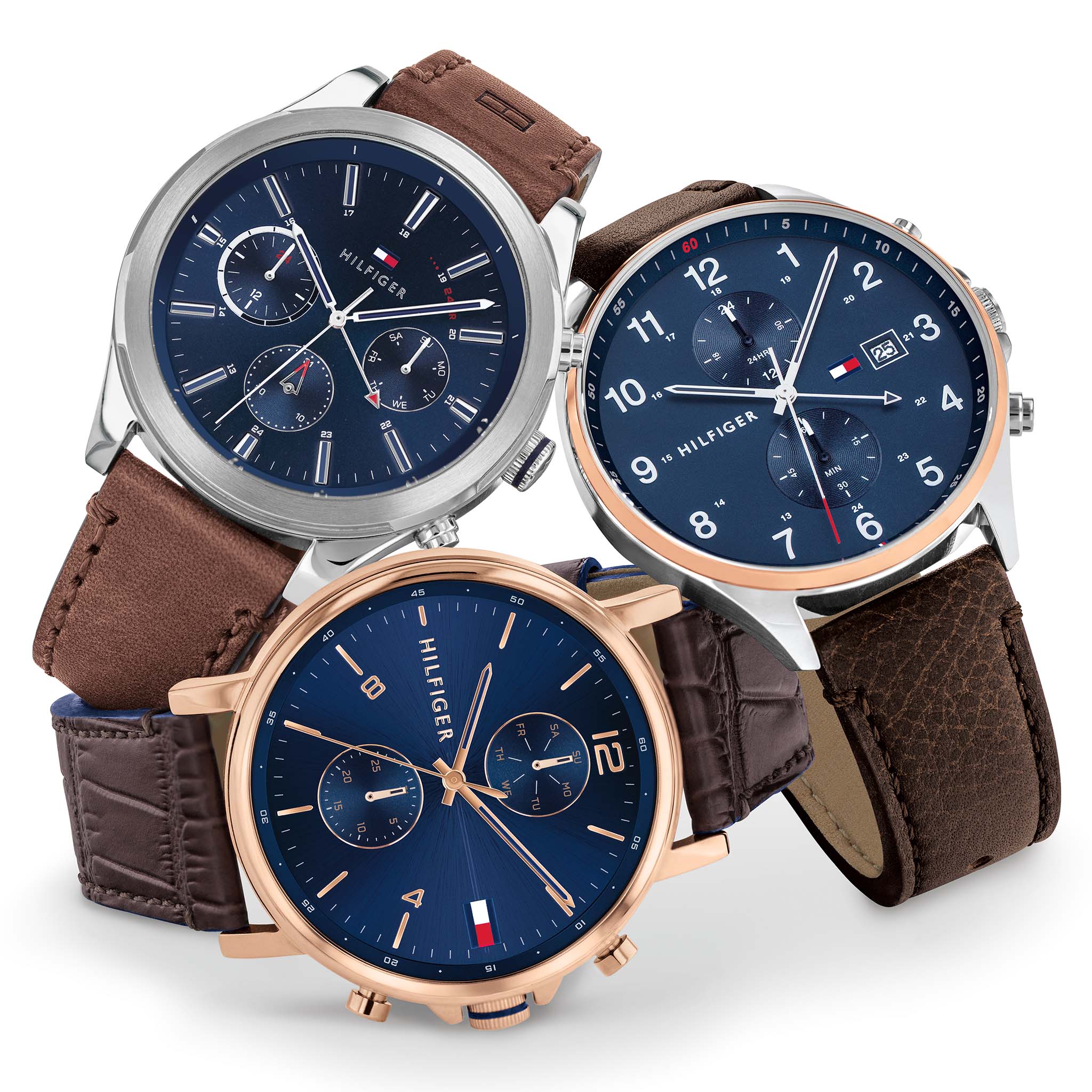  Shop Authentic Tommy Hilfiger West Chronograph Blue Dial Brown Leather Strap Watch For Men - 1791712 - Luxxuri