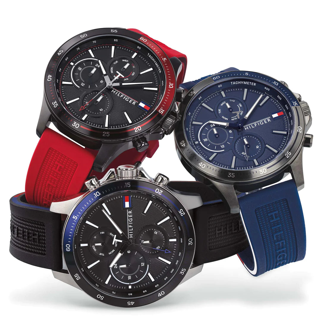  Shop Authentic Tommy Hilfiger Bank Blue Dial Blue Rubber Strap Watch for Men - 1791721 - Luxxuri