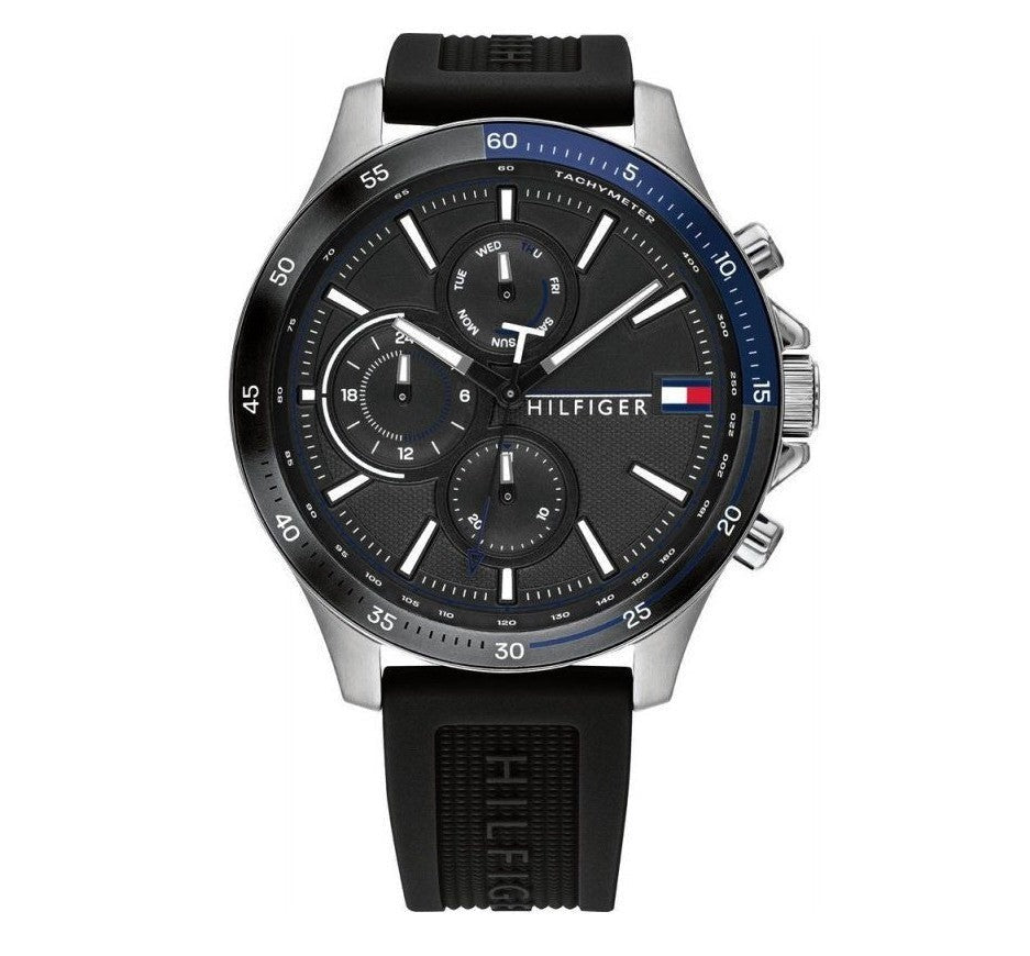  Shop Authentic Tommy Hilfiger Bank Quartz Black Dial Black Rubber Strap Watch for Men - 1791724 - Luxxuri