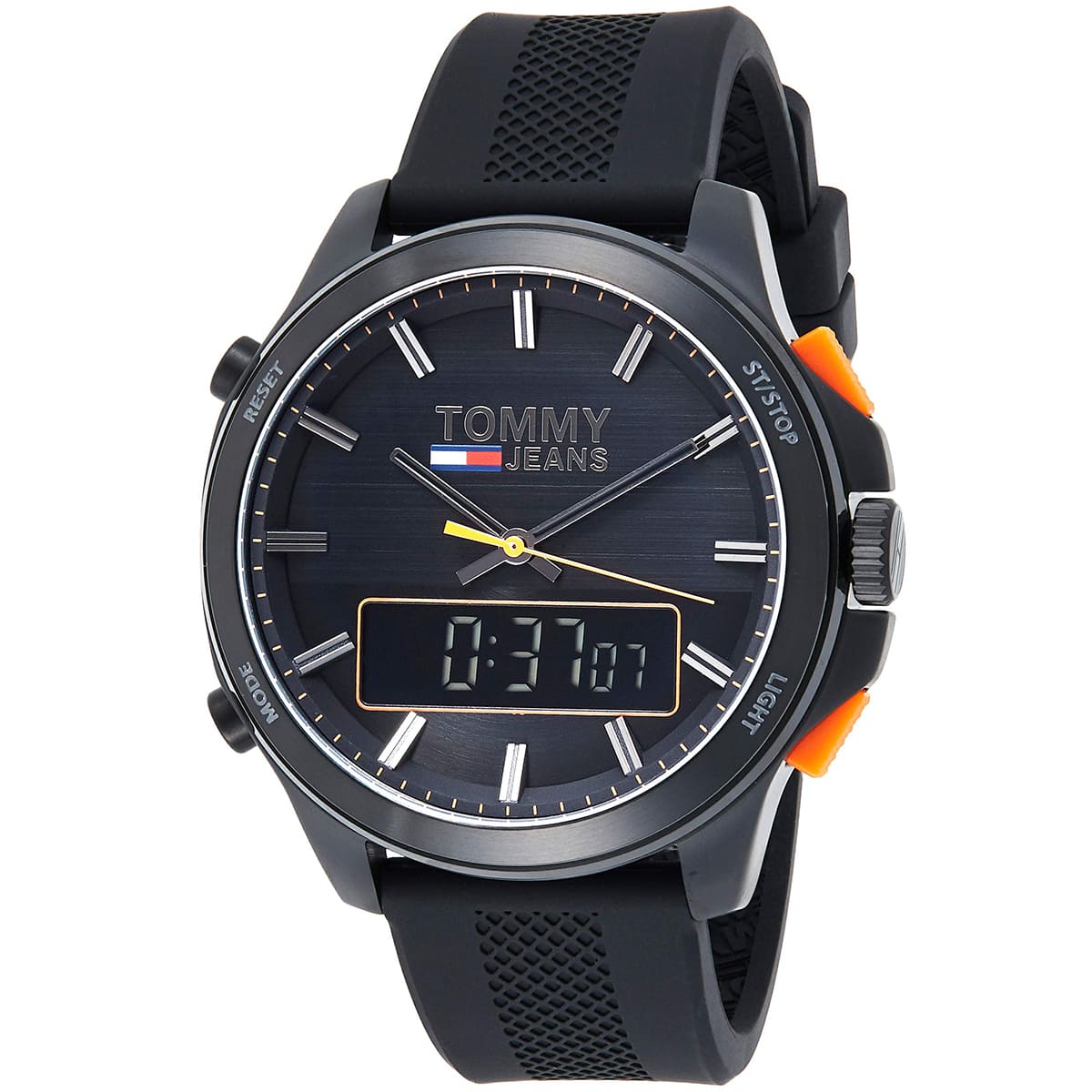  Shop Authentic Tommy Hilfiger Jeans Analog Black Dial Black Silicone Strap Watch For Men - 1791763 - Luxxuri