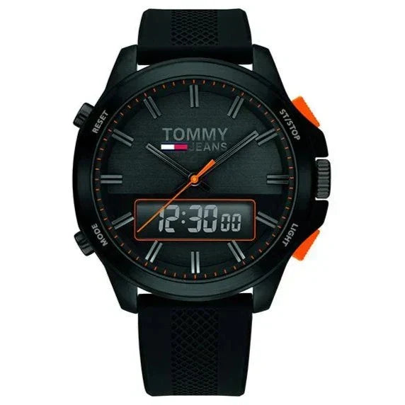  Shop Authentic Tommy Hilfiger Jeans Analog Black Dial Black Silicone Strap Watch For Men - 1791763 - Luxxuri