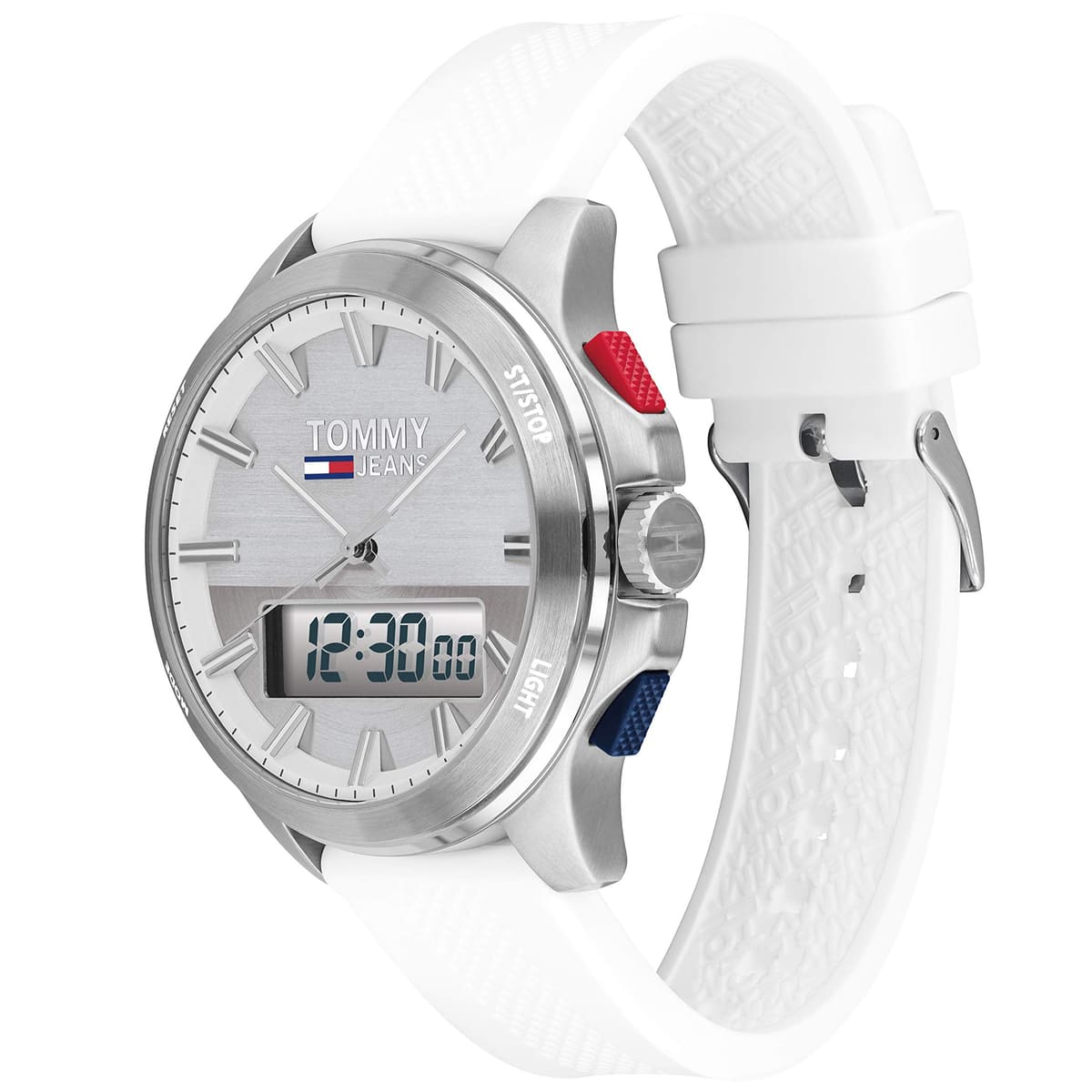  Shop Authentic Tommy Hilfiger Digital Silver Dial White Silicone Strap Watch For Men - 1791764 - Luxxuri
