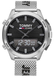  Shop Authentic Tommy Hilfiger Digital Black Dial Silver Mesh Bracelet Watch For Men - 1791765 - Luxxuri